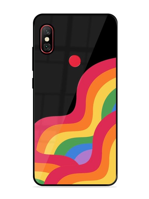 Wavy Rainbow Glossy Soft Edge Case for Xiaomi Redmi Note 6 Pro Chachhi