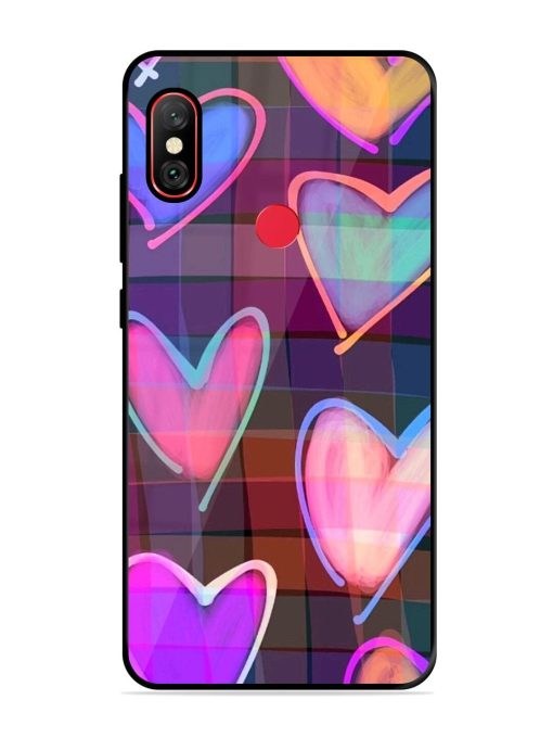 Neon Hearts Glossy Soft Edge Case for Xiaomi Redmi Note 6 Pro Chachhi