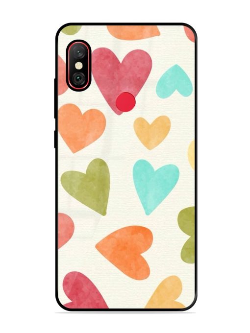 Watercolor Hearts Glossy Soft Edge Case for Xiaomi Redmi Note 6 Pro Chachhi