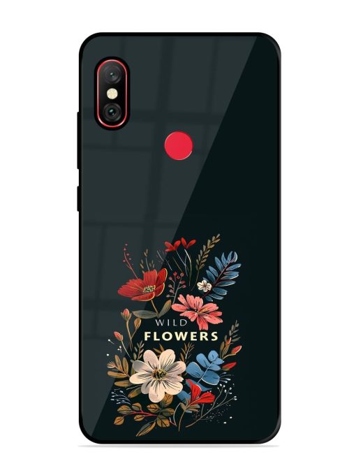 Dark Floral Glossy Soft Edge Case for Xiaomi Redmi Note 6 Pro Chachhi