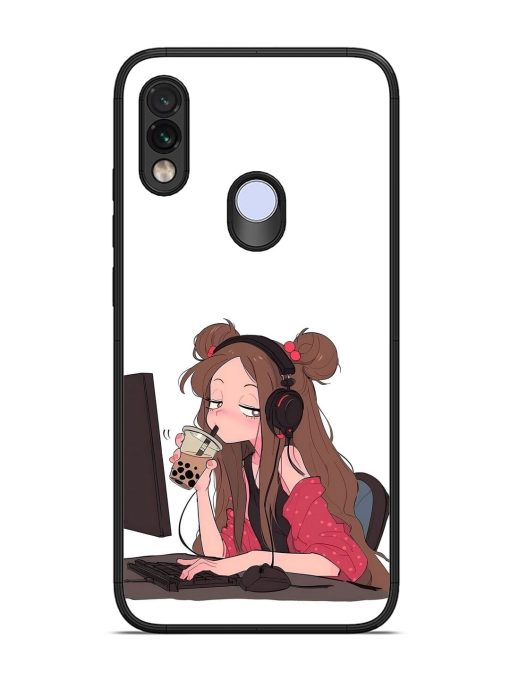 Girl Playing On Pc Glossy Soft Edge Case for Xiaomi Redmi Note 7 Chachhi