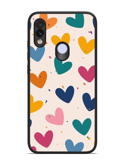 Rainbow Hearts Glossy Soft Edge Case for Xiaomi Redmi Note 7S Chachhi