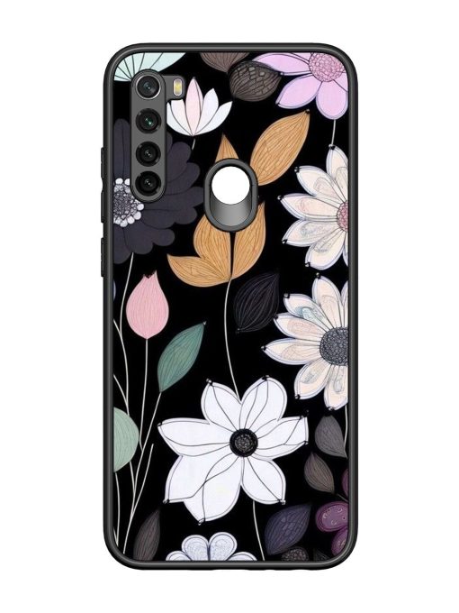 Whimsical Blooms On Black Glossy Soft Edge Case for Xiaomi Redmi Note 8 Chachhi