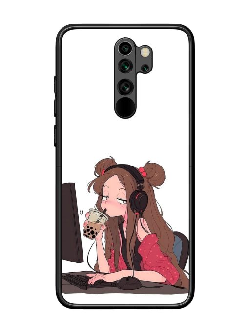 Girl Playing On Pc Glossy Soft Edge Case for Xiaomi Redmi Note 8 Pro Chachhi