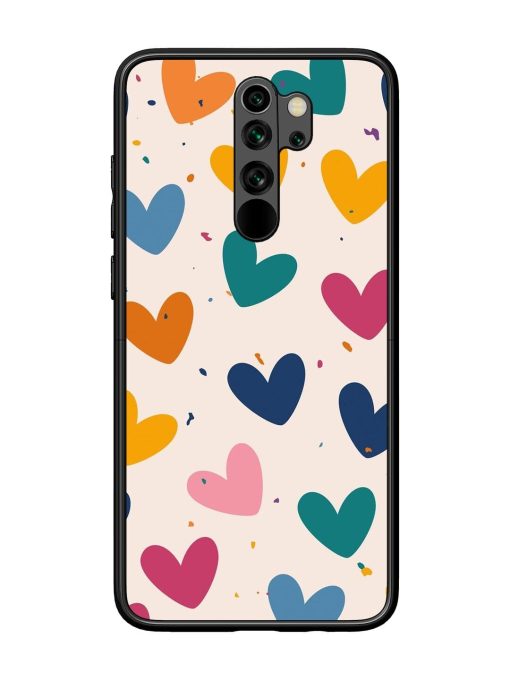 Rainbow Hearts Glossy Soft Edge Case for Xiaomi Redmi Note 8 Pro Chachhi