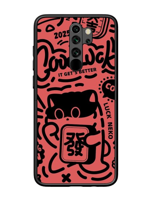 Lucky Cat Doodle Glossy Soft Edge Case for Xiaomi Redmi Note 8 Pro Chachhi