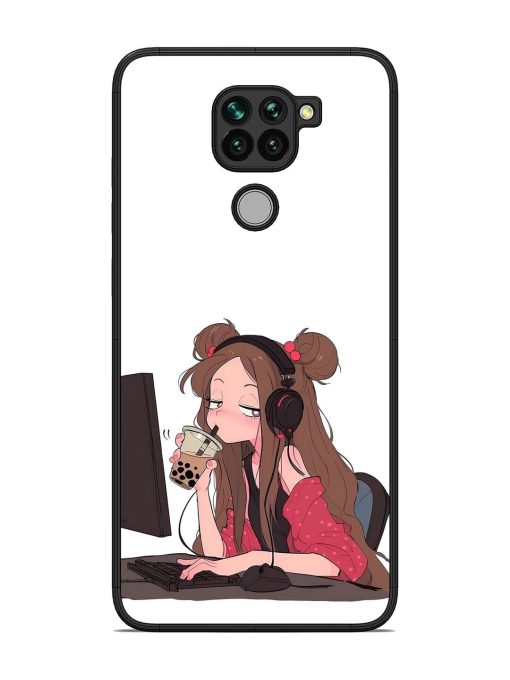 Girl Playing On Pc Glossy Soft Edge Case for Xiaomi Redmi Note 9 Chachhi