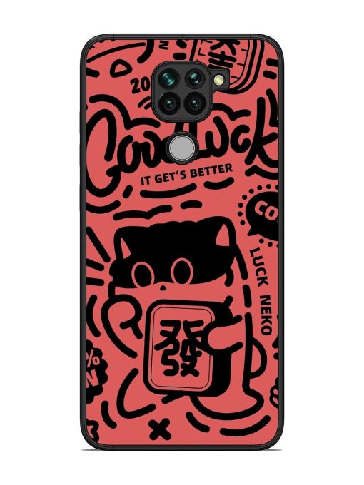 Lucky Cat Doodle Glossy Soft Edge Case for Xiaomi Redmi Note 9 Chachhi