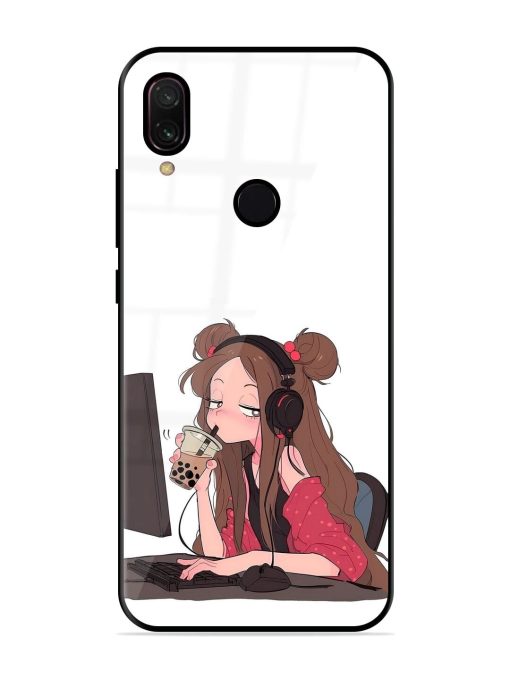 Girl Playing On Pc Glossy Soft Edge Case for Xiaomi Redmi Y3 Chachhi