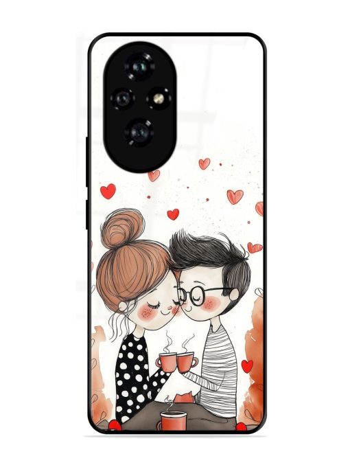 Couple Seating With Coffee Glossy Soft Edge Case for Honor 200 (5G)