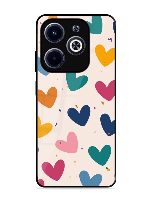 Rainbow Hearts Glossy Soft Edge Case for Infinix Hot 40I