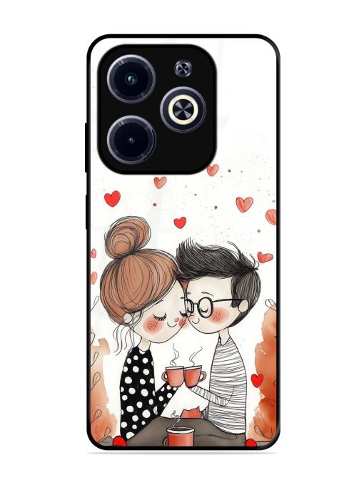 Couple Seating With Coffee Glossy Soft Edge Case for Infinix Hot 40I