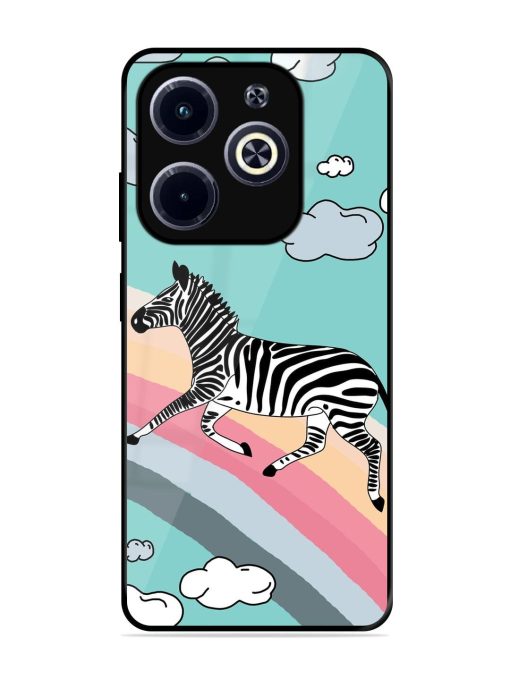 Zebra On A Rainbow Glossy Soft Edge Case for Infinix Hot 40I