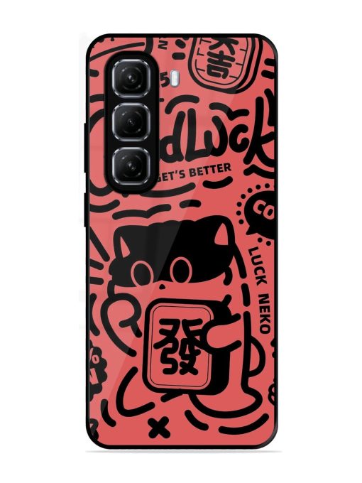 Lucky Cat Doodle Glossy Soft Edge Case for Infinix Hot 50 (5G)