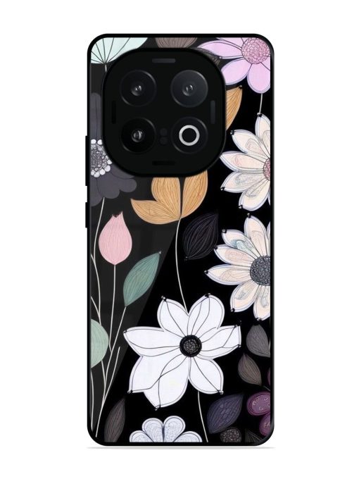 Whimsical Blooms On Black Glossy Soft Edge Case for Iqoo 13 (5G)