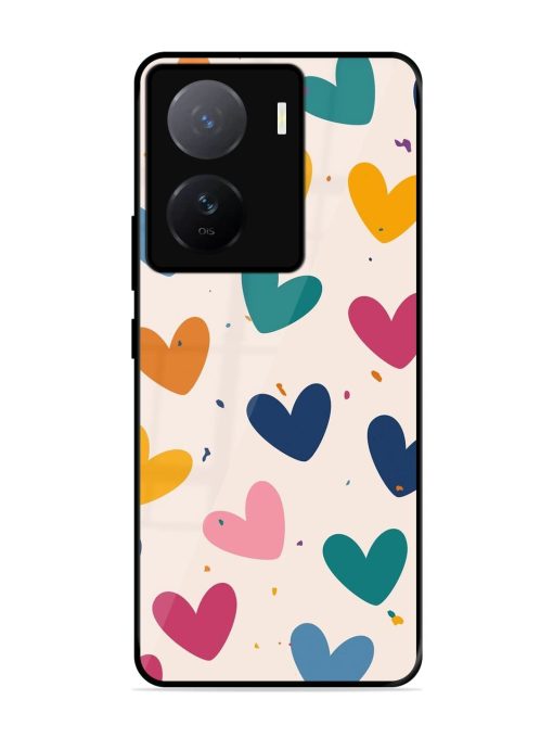 Rainbow Hearts Glossy Soft Edge Case for Iqoo Z7 (5G)