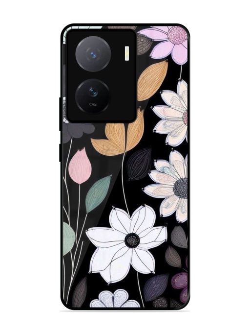 Whimsical Blooms On Black Glossy Soft Edge Case for Iqoo Z7 (5G)