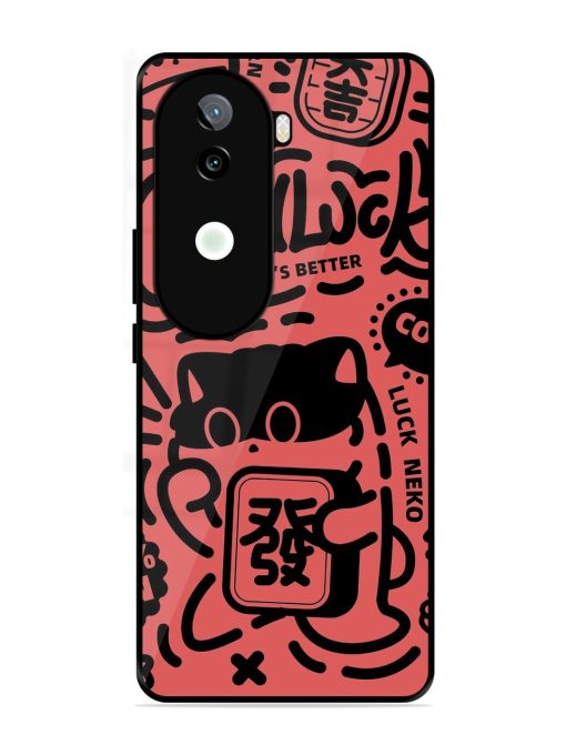 Lucky Cat Doodle Glossy Soft Edge Case for Iqoo Z9S (5G)