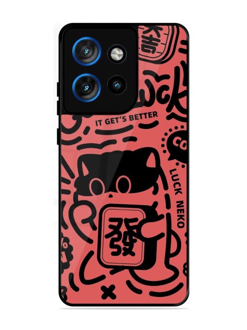 Lucky Cat Doodle Glossy Soft Edge Case for Motorola Moto Edge 50 Neo (5G)