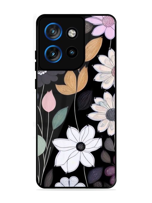 Whimsical Blooms On Black Glossy Soft Edge Case for Motorola Moto Edge 50 Neo (5G)