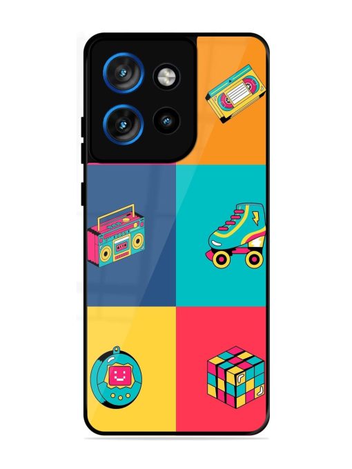 90S Throwback Grid Glossy Soft Edge Case for Motorola Moto Edge 50 Neo (5G)
