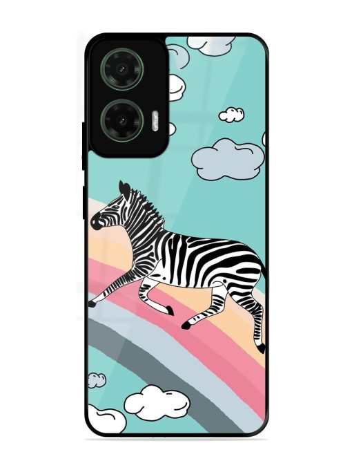 Zebra On A Rainbow Glossy Soft Edge Case for Motorola Moto G35 (5G)