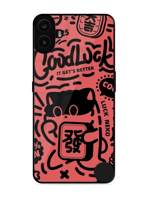 Lucky Cat Doodle Glossy Soft Edge Case for Nothing CMF Phone 1