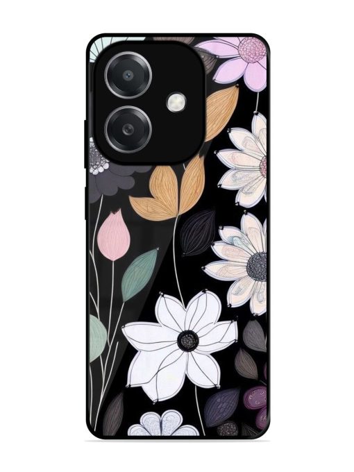 Whimsical Blooms On Black Glossy Soft Edge Case for Oppo A3X (5G)