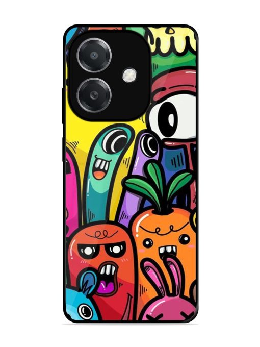 Whimsical Doodle Chaos Glossy Soft Edge Case for Oppo A3X (5G)