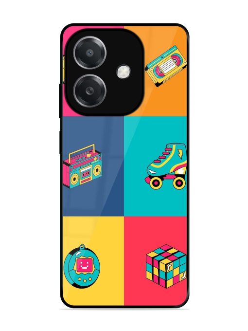90S Throwback Grid Glossy Soft Edge Case for Oppo A3X (5G)