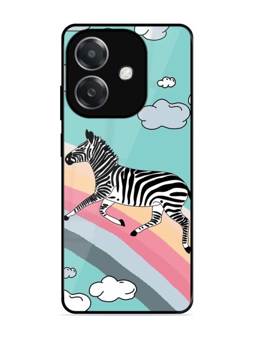 Zebra On A Rainbow Glossy Soft Edge Case for Oppo A3X (5G)