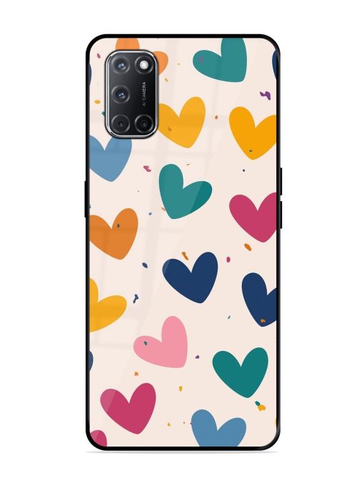 Rainbow Hearts Glossy Soft Edge Case for Oppo A52