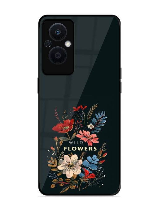 Dark Floral Glossy Soft Edge Case for Oppo F21 Pro (5G)