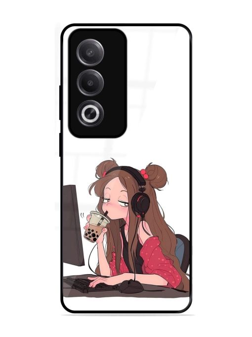 Girl Playing On Pc Glossy Soft Edge Case for Oppo K12X (5G)