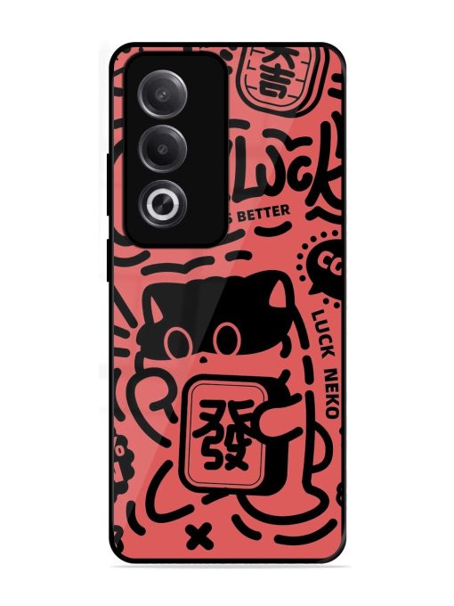 Lucky Cat Doodle Glossy Soft Edge Case for Oppo K12X (5G)