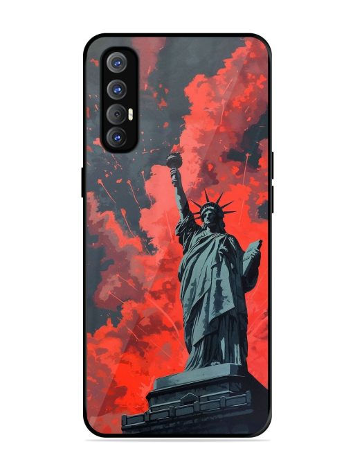 Lady Liberty'S Firework Finale Glossy Soft Edge Case for Oppo Reno 3 Pro