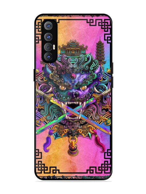 Psychedelic Fu Dog Tapestry Glossy Soft Edge Case for Oppo Reno 3 Pro