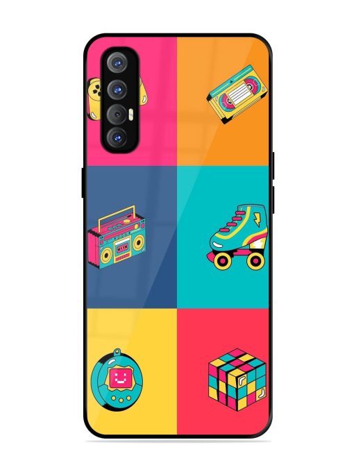 90S Throwback Grid Glossy Soft Edge Case for Oppo Reno 3 Pro