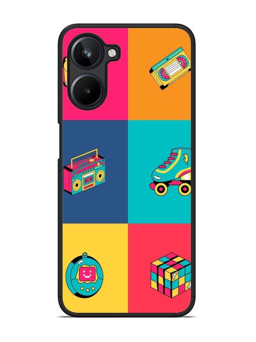 90S Throwback Grid Glossy Soft Edge Case for Realme 10 (4G)