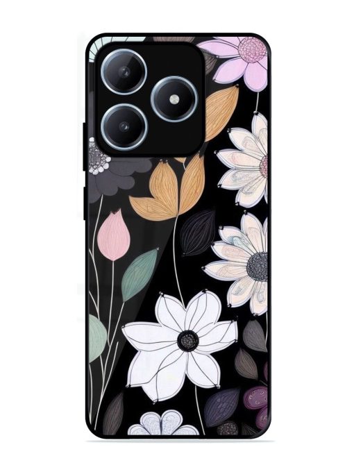 Whimsical Blooms On Black Glossy Soft Edge Case for Realme C63 (4G)