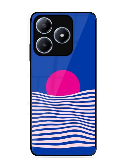 Pink Sunset Over Blue Waves Glossy Soft Edge Case for Realme C63 (4G)