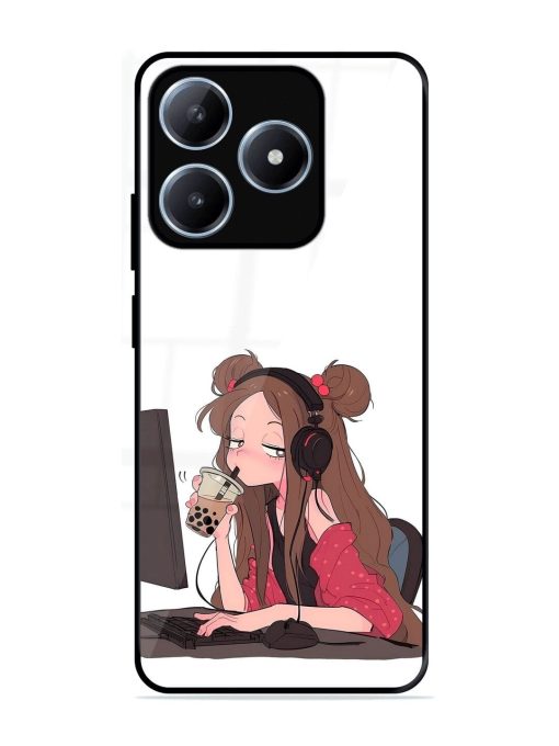 Girl Playing On Pc Glossy Soft Edge Case for Realme Narzo N63