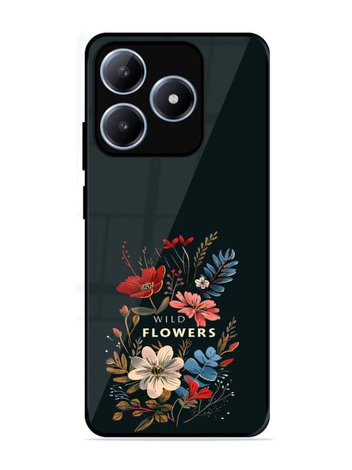 Dark Floral Glossy Soft Edge Case for Realme Narzo N63