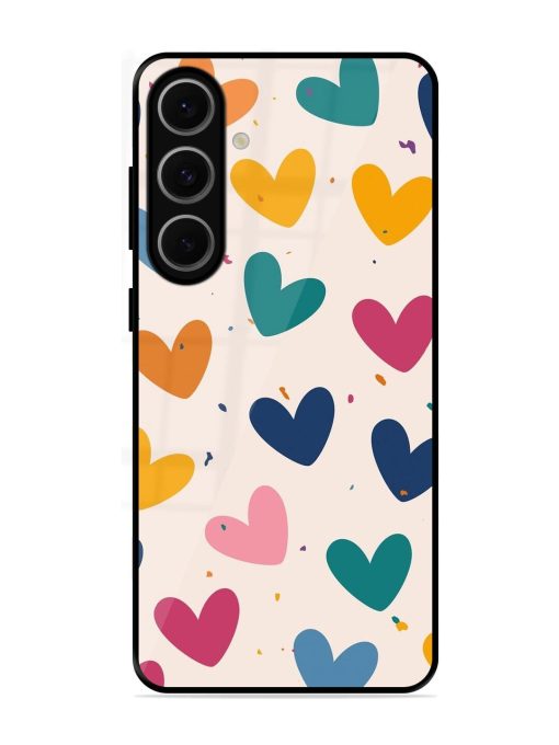 Rainbow Hearts Glossy Soft Edge Case for Samsung Galaxy S24 Fe (5G)