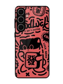 Lucky Cat Doodle Glossy Soft Edge Case for Samsung Galaxy S24 Fe (5G)