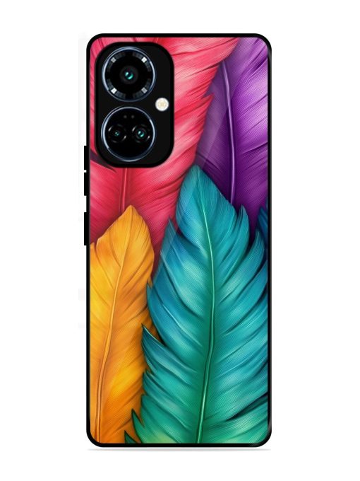 Rainbow Feathers Glossy Soft Edge Case for Tecno Camon 19 Pro (5G)