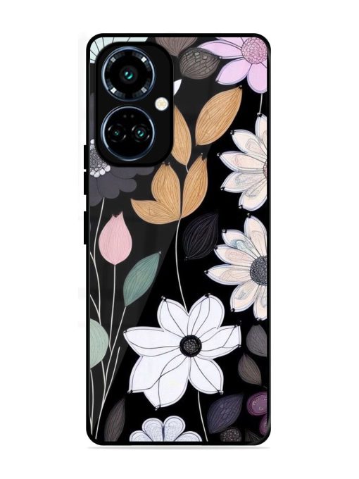 Whimsical Blooms On Black Glossy Soft Edge Case for Tecno Camon 19 Pro (5G)