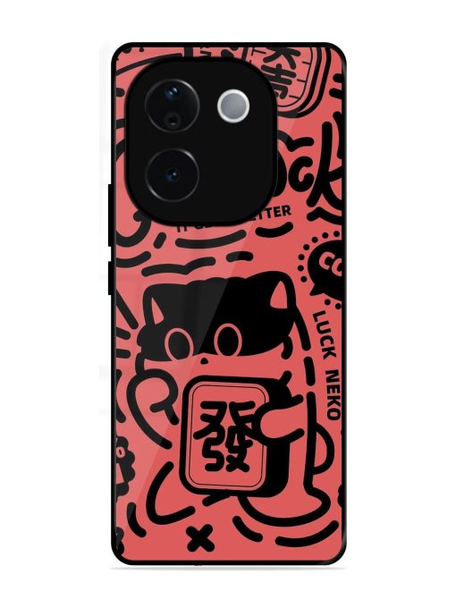 Lucky Cat Doodle Glossy Soft Edge Case for Vivo T3 Pro (5G)