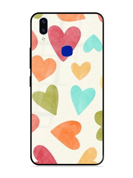 Watercolor Hearts Glossy Soft Edge Case for Vivo V9