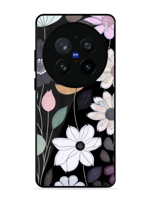 Whimsical Blooms On Black Glossy Soft Edge Case for Vivo X200 Pro (5G)